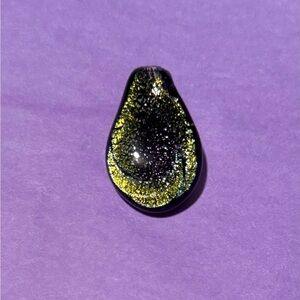 Glass Teardrop Pendant by FireChilde Glass. Gold/Green and Purple. NWOT